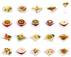 dish selection isolated on white background