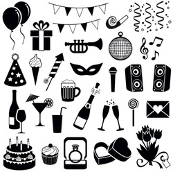 Party and Celebration icon collection - vector silhouette illustration