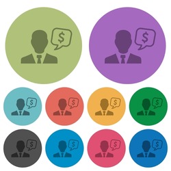 Dollar financial advisor darker flat icons on color round background