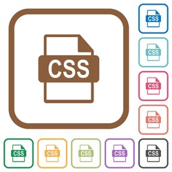 CSS file format simple icons in color rounded square frames on white background
