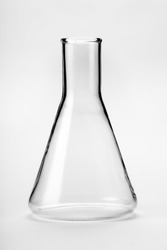 chemical glass flask closeup on a light background