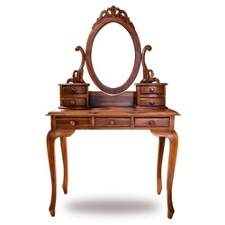 Old wood vanity table for a woman in the house