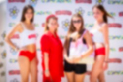 Blurred for background, People on brand wall at beach pool club in summer time