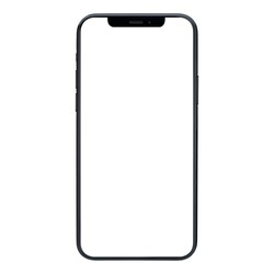 Phone display with blank white screen, Mobile phone isolated on white background with clipping path. 