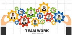 Team work gears concept. Team management. Teamwork management. Concepts for business analysis and planning, consulting, team work. Idea of cooperation, togetherness and collaboration.