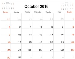 Vector planning calendar  October 2016