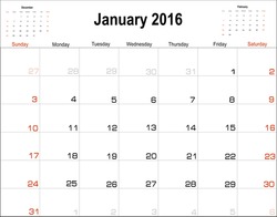 Vector planning calendar  January 2016