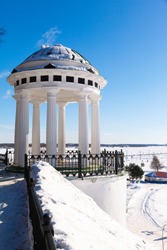 white Rotunda on river Volga quay in Yaroslavl