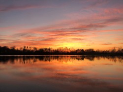 Sunset reflection in a lake around Zelhem, The Netherlands