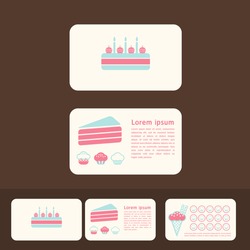 vector collection of cakes business cards, discount and promotional cards