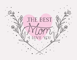 happy mothers day card with herbs heart frame