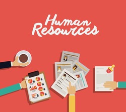 Human Resources design over red background, vector illustration