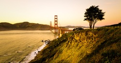Golden Gate Bridge after sunset