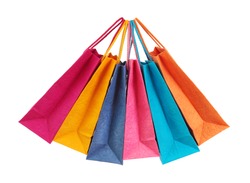 Colorful shopping bags isolated on white background