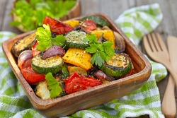 Grilled vegetables  salad with zucchini, eggplant, onions, peppers and tomato