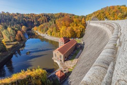 Dam and Pilchowickie Lake. Lower Silesia, Poland.