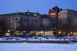 Historic Buildings - University of Wisconsin - seen from frozen Lake Mendota.
