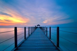 Blue hour sunset with symmetry pier
