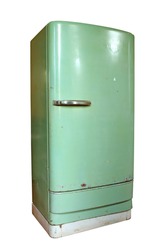 Vintage refrigerator isolated on white background