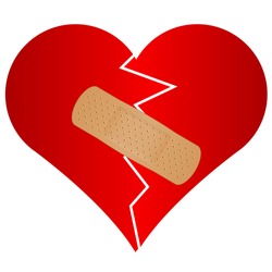 Vector illustration of broken heart with plaster