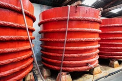 wooden barrels in a fish sauce factory on Phu Quoc island