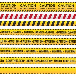Caution and danger ribbon over white background vector illustration