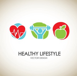healthy lifestyle icons over vintage background vector illustration