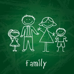 family design over green board  background vector illustration 