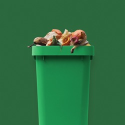 Garbage can full of organic waste, recycling and separate waste collection concept