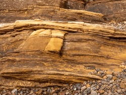 Impressive and unusual rock formations at Porthmahomack Beach, Highlands Scotland, UK