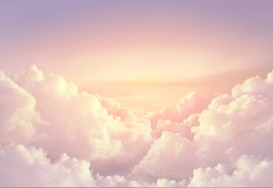 pink paradise sky background with large clouds can use as for advertising background compose with product