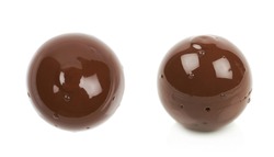 Chocolate ball candy isolated over the white background, set of two different foreshortenings