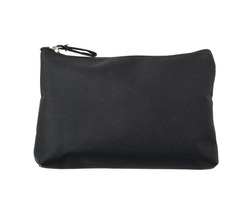 Black cosmetic bag with a zipper isolated over the white background