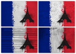 Collage of French flag with different texture backgrounds