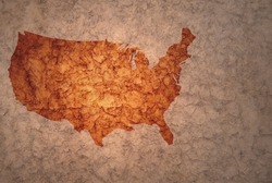 map of united states of america on a old ancient vintage crack paper background