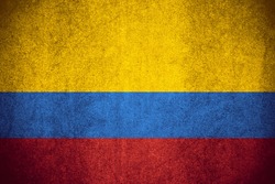 flag of Colombia or Colombian banner on rough pattern texture