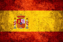 flag of Spain or Spanish banner on rough pattern metal background