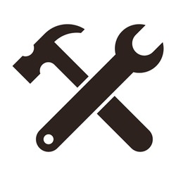 Wrench and hammer. Tools icon isolated on white background