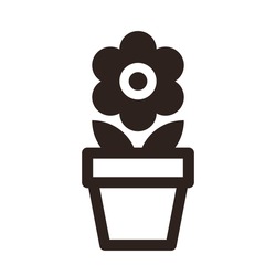 Flower in pot icon isolated on white background