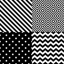 Seamless geometric pattern set in black and white