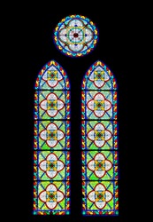 Stained glass window in a Myeongdong Cathedral in Seoul, South Korea