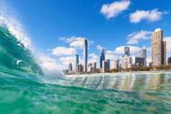 View from the water of Surfers Paradise on the Gold Coast, Australia