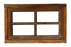 Wooden window isolated on white