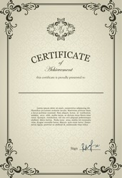 Classical Certificate with floral design ornamental elements