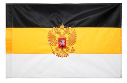 Russian imperial flag with a double-headed eagle . First official State Flag of the Russian Empire and Flag for Celebrations.