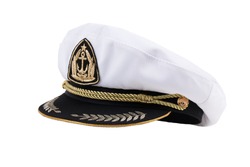 Naval cap with a visor on white background
