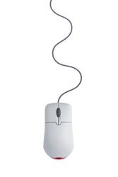 Plastic computer mouse on a white background