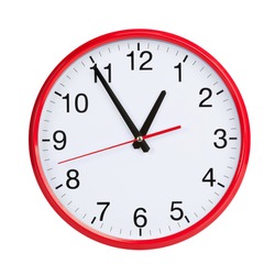 Almost an hour on a red round clock face