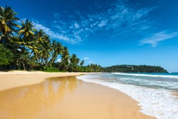 Tropical vacation holiday background - paradise idyllic beach. Sri Lanka