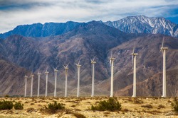 Wind turbines outside Palm Spring, CA. Simple of clean energy.